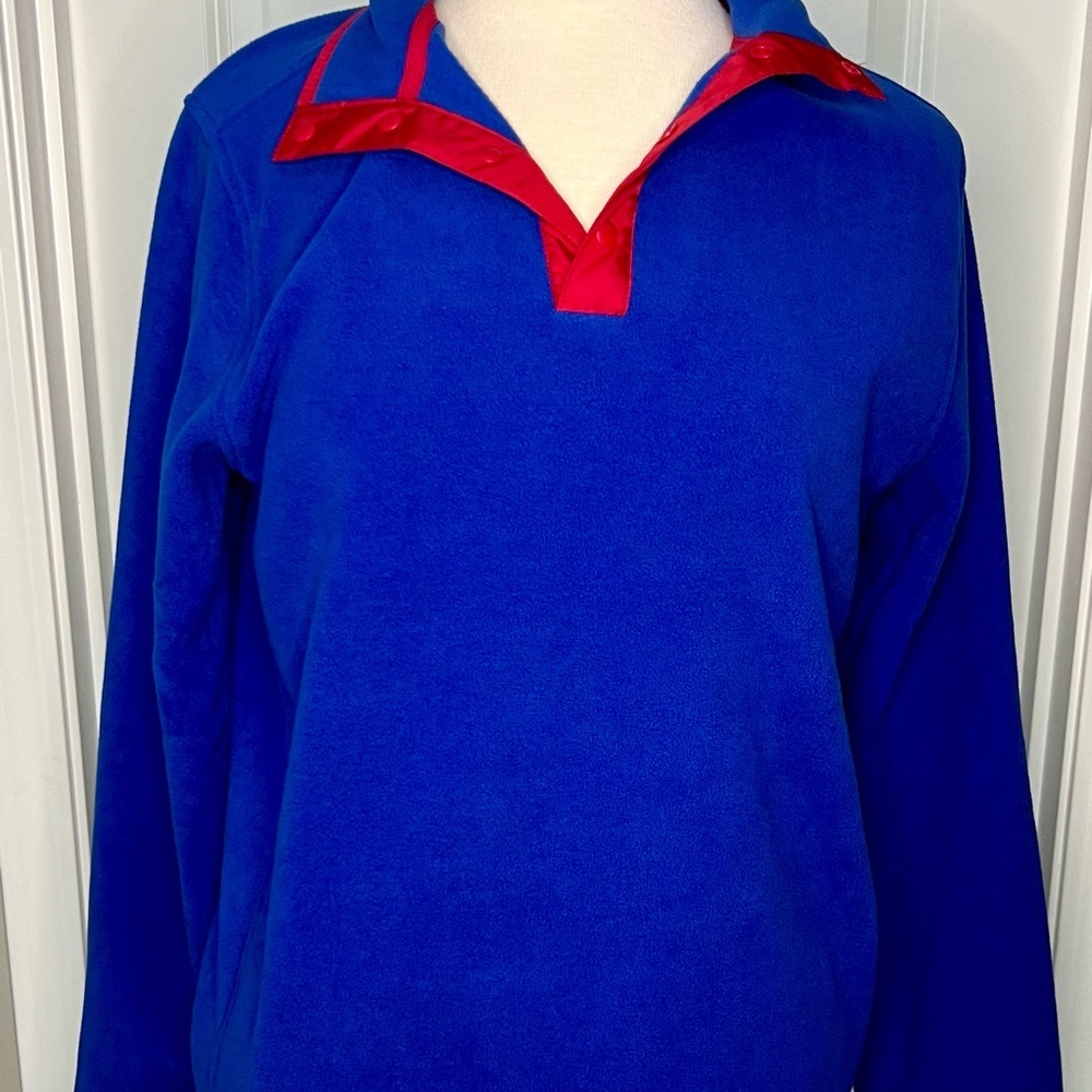 Lands' End Men’s Blue and Red Fleece Pullover sz S - NWOT